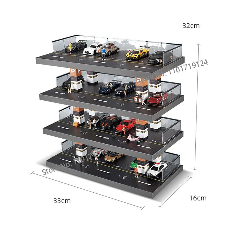 1/64 Scale Simulated Open-air Parking Lot Four Floors Acrylic Car