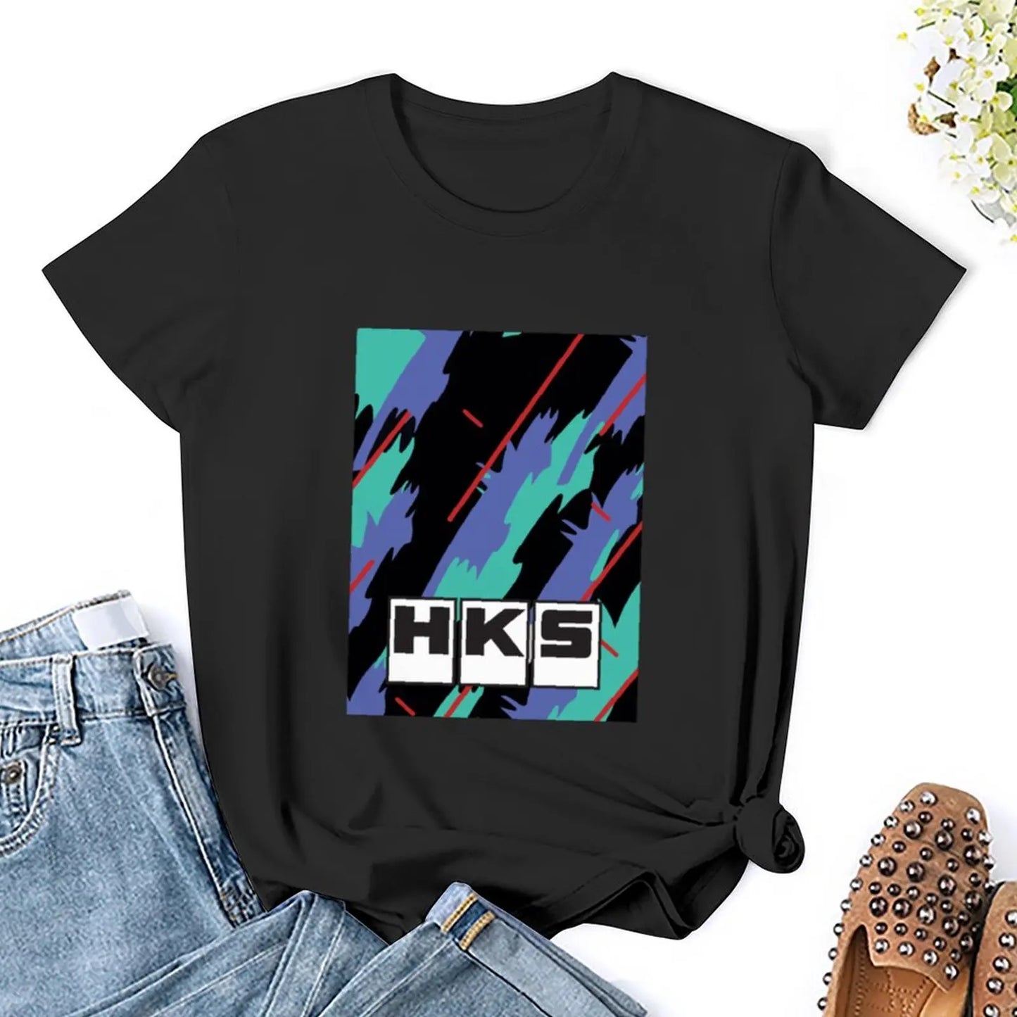 HKS Retro Pattern T-Shirt aesthetic clothes graphics designer clothes