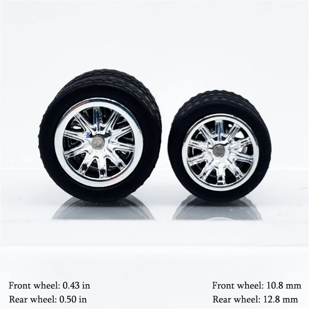 1/64 Model Car Wheels with Rubber Detachable Tires Ten Spokes