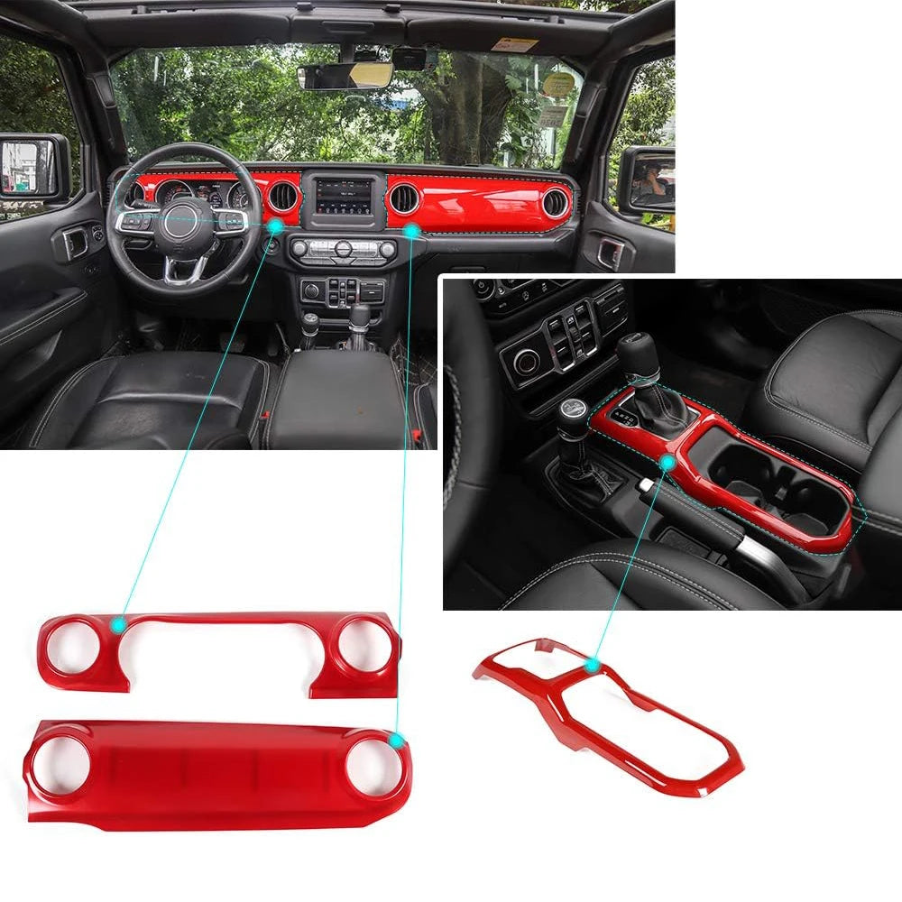 1Pair Dash Trim Cover Gear Shift Panel Trim For JEEP Wrangler JL JLU