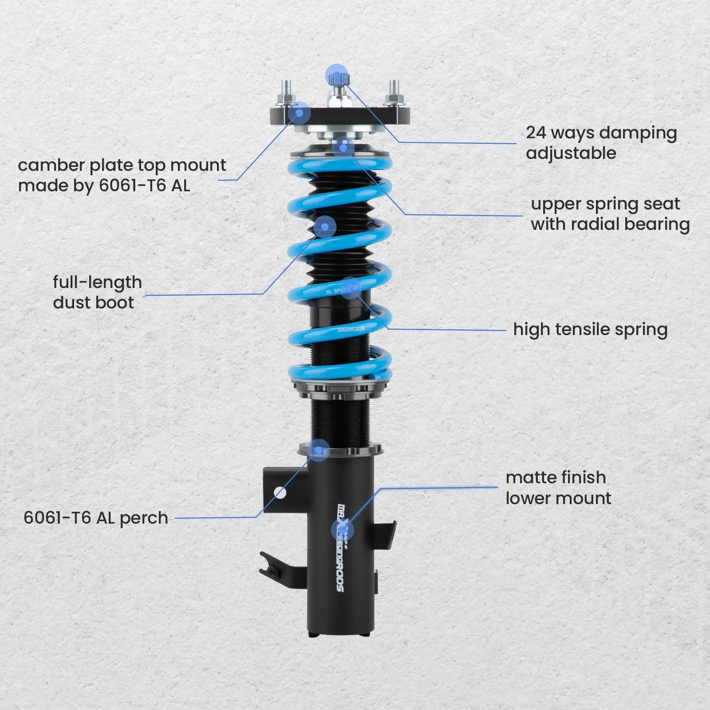 24 Way Damper Adjustable Height COT6 Coilover Struts Kit For Honda