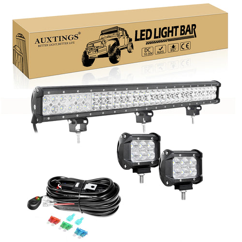 3D 20- 44in 126W-288W Off Road LED Light Bar with 2x18W Flood Work