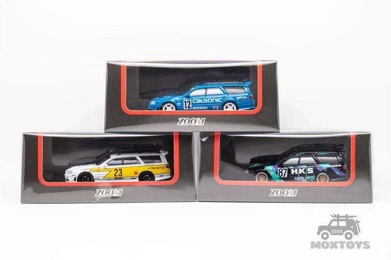 Zoom 1:64 Stagea 1Gen WC34 260RS Wagon HKS#87 Calsonic#12 Lightning#23