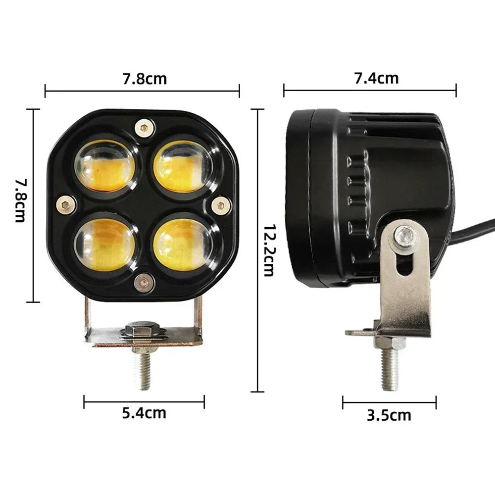 4 Led Work Spotlights 9V To 36V  Super Bright Headlights Motorcycles