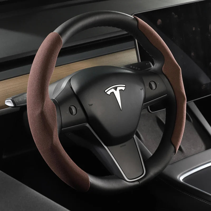 Tesla steering wheel cover model 3/Y suede carbon fiber ultra-thin