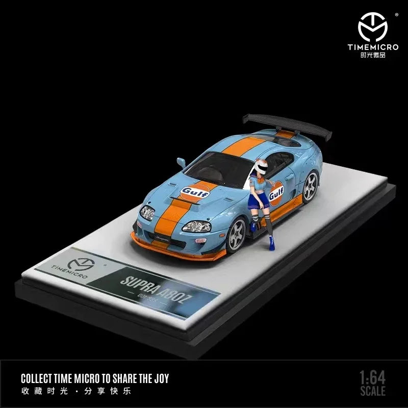 Time Micro 1:64 Model Car Supra A80Z Alloy Die-Cast Vehicle- Gulf &