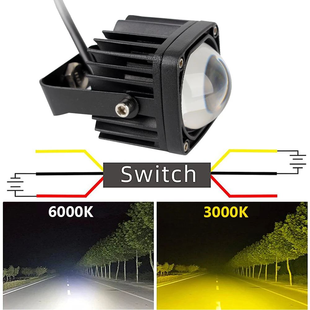 6000K White/ 3000K Yellow Fog Lights Driving Light Car Truck Off Road