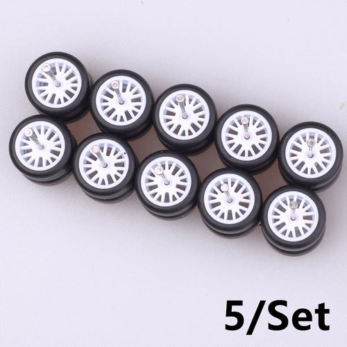 5Sets 1/64 Alloy Car Wheels With Rubber Tires Model Car Modified Parts