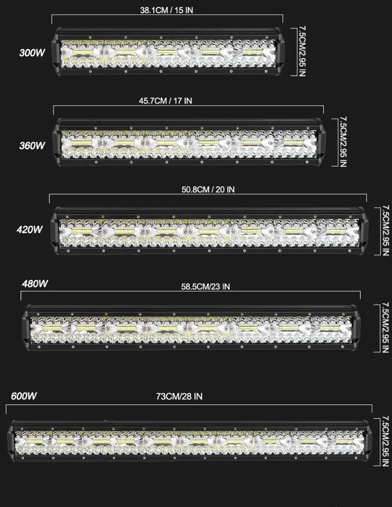 Three-eyed Strip Lamp Off-road Vehicle Car Work Light Modification