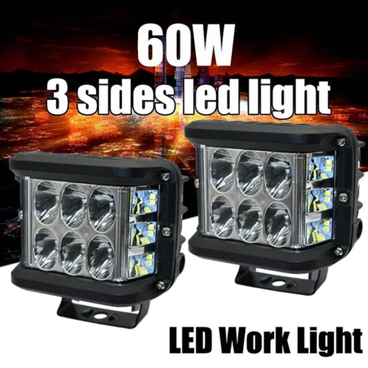 1/2pcs 3Side 45W Shooter Car LED Work Light 12Leds Dual Color Driving