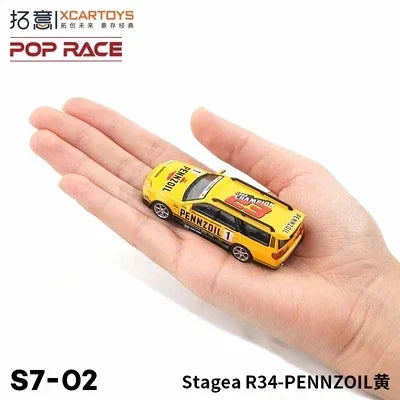 XCarToys x Pop  Race 1:64 Stagea R34 Yellow Diecast Model Car