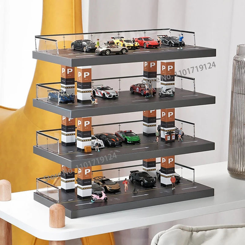 1/64 Scale Simulated Open-air Parking Lot Four Floors Acrylic Car