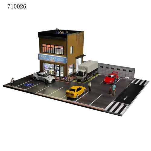 1:64 G Fans Car Dioramas Parking Lot Led Lights Vehicle Display