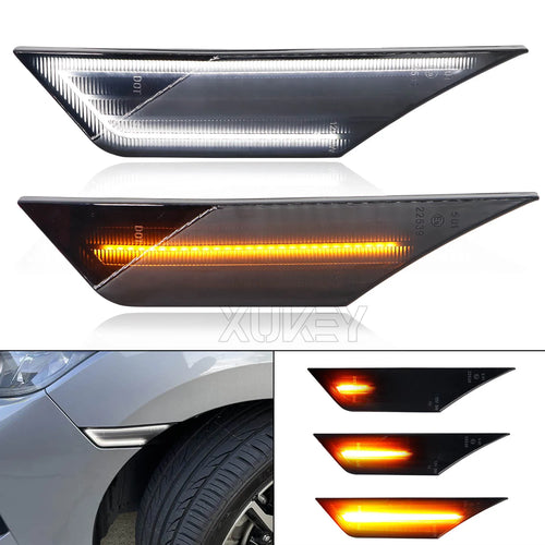 2x Front LED Side Marker Lights Turn Signal Lights Amber Sequential