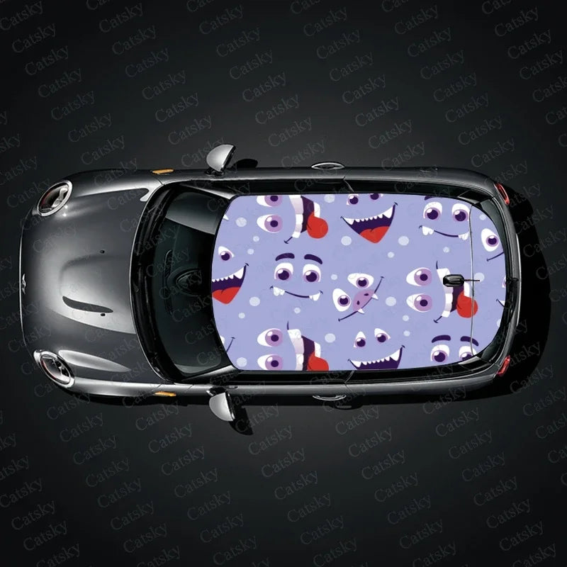 Scary Monster Eyes Car Roof Sticker Wrap Racing SUV Accessories