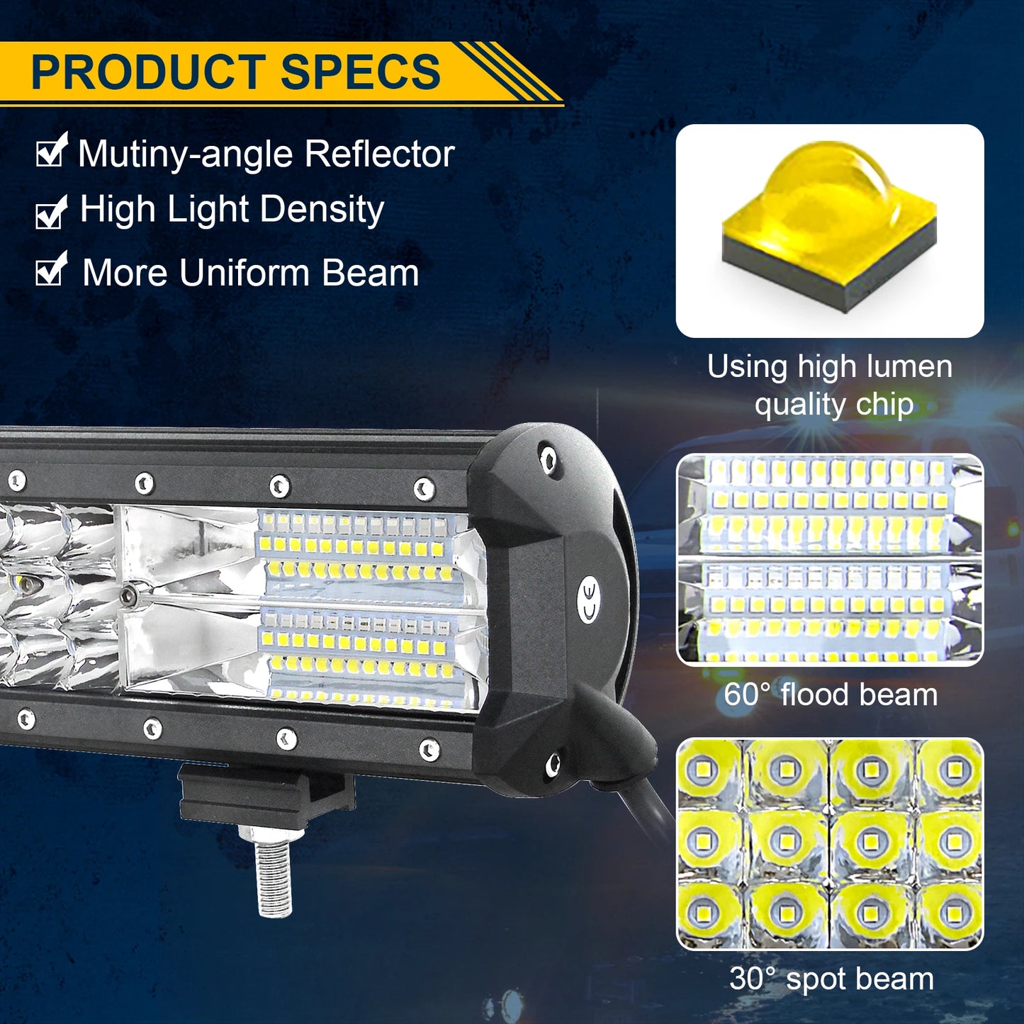 17- 44in 252W-612W Off Road LED Light Bar with 2Pcs 36W Work Light