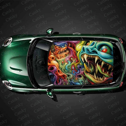 Abstract Psychedelic Monster Car Roof Sticker Wrap Racing SUV