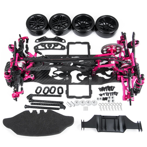 YEAHRUN Alloy & Carbon RC Car Chassis Frame with 4 Wheels 256mm