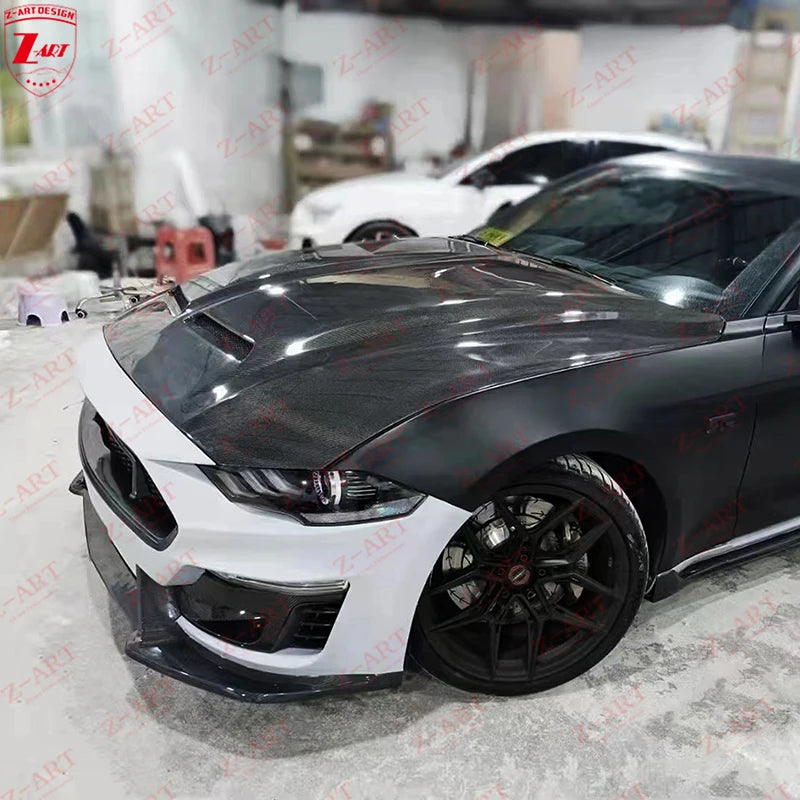 Z-ART Carbon Fiber Engine Hood for 2018-2021 Ford Mustang Carbon Fiber