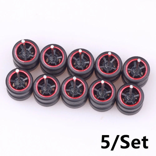 5Sets 1/64 Alloy Car Wheels With Rubber Tires Model Car Modified Parts