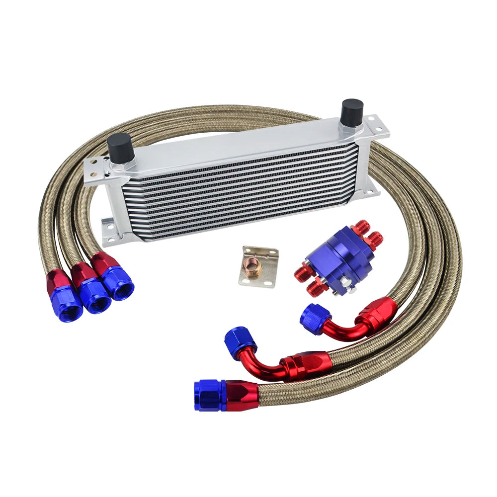 LIZHI Universal 13 Rows Oil Cooler Kit And Oil Filter Relocation Male