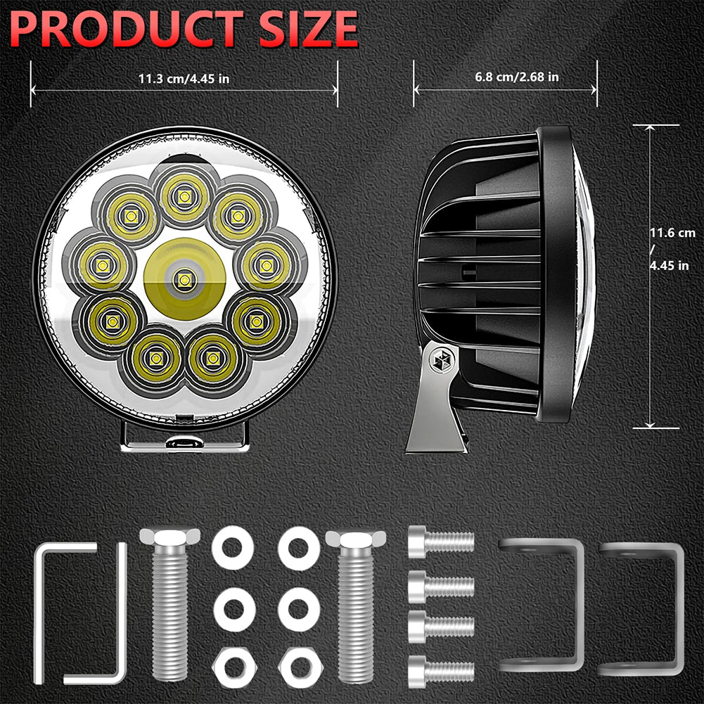 2PCS E20 Led Off Road Driving Lights 200W 20000LM 300％ Brighter 6000K