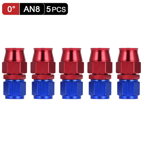 5 Pieces PTEF AN6 8 10 Straight 45 90 Degree Reusable Swivel Hose End