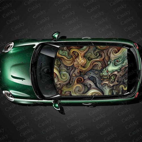 Abstract Psychedelic Monster Car Roof Sticker Wrap Racing SUV