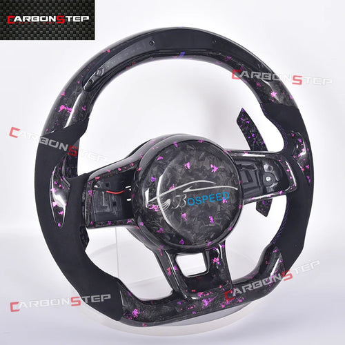 Suede Forged Carbon Fiber LED Steering Wheel For Volkswagen VW Golf