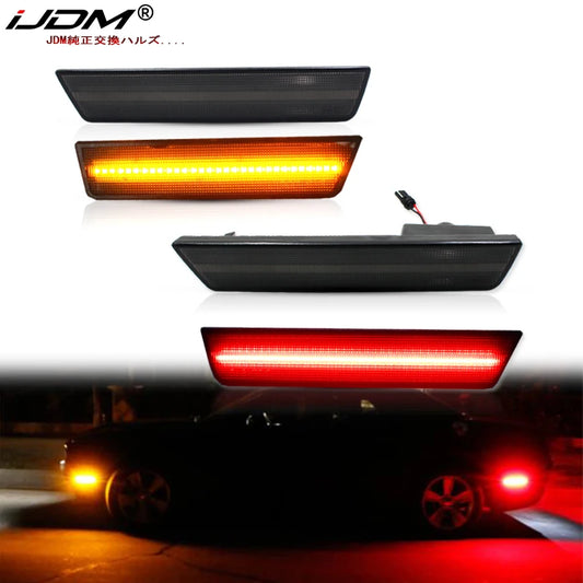 (2) Smoked Lens Rear Side Marker Lamps with 36-SMD Red LED Lights For