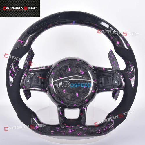 Suede Forged Carbon Fiber LED Steering Wheel For Volkswagen VW Golf