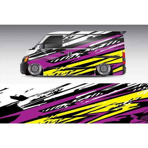 Yellow Purple Colorful Full Body Racing RV Graphic Decals Vinyl Wrap