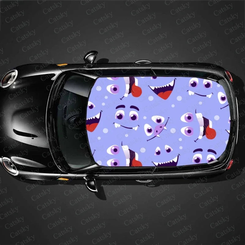 Scary Monster Eyes Car Roof Sticker Wrap Racing SUV Accessories