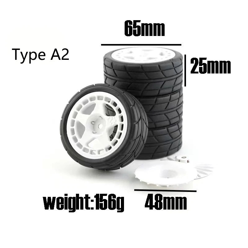 4Type RC Rally Car Plastic Wheel Rim Rubber Tires for 1/10 Model Car