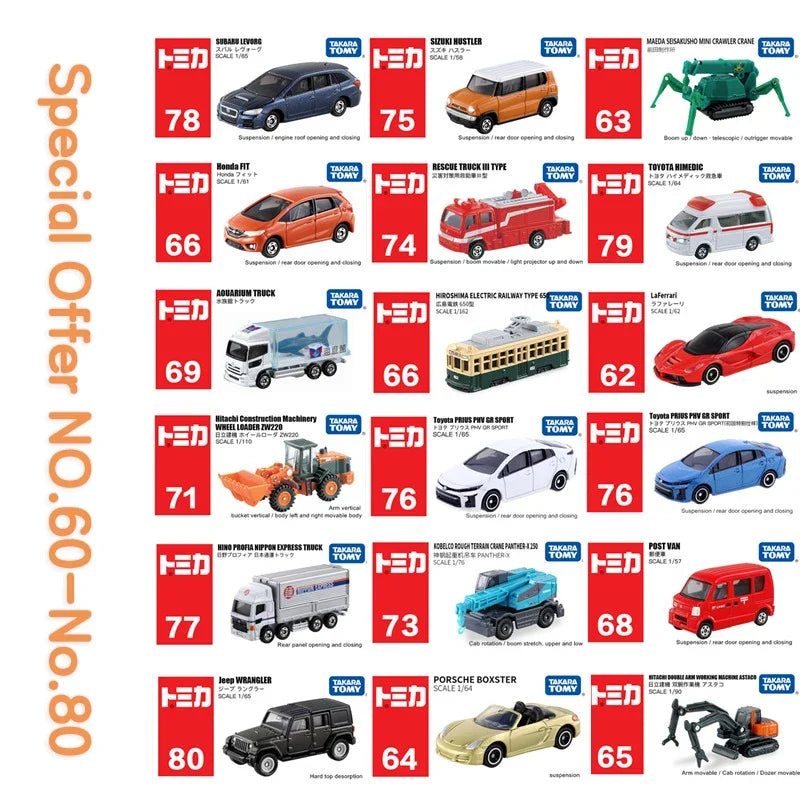 Special Offer Takara Tomy Tomica  No.61-No.80 Cars Hot Pop 1:64 Kids