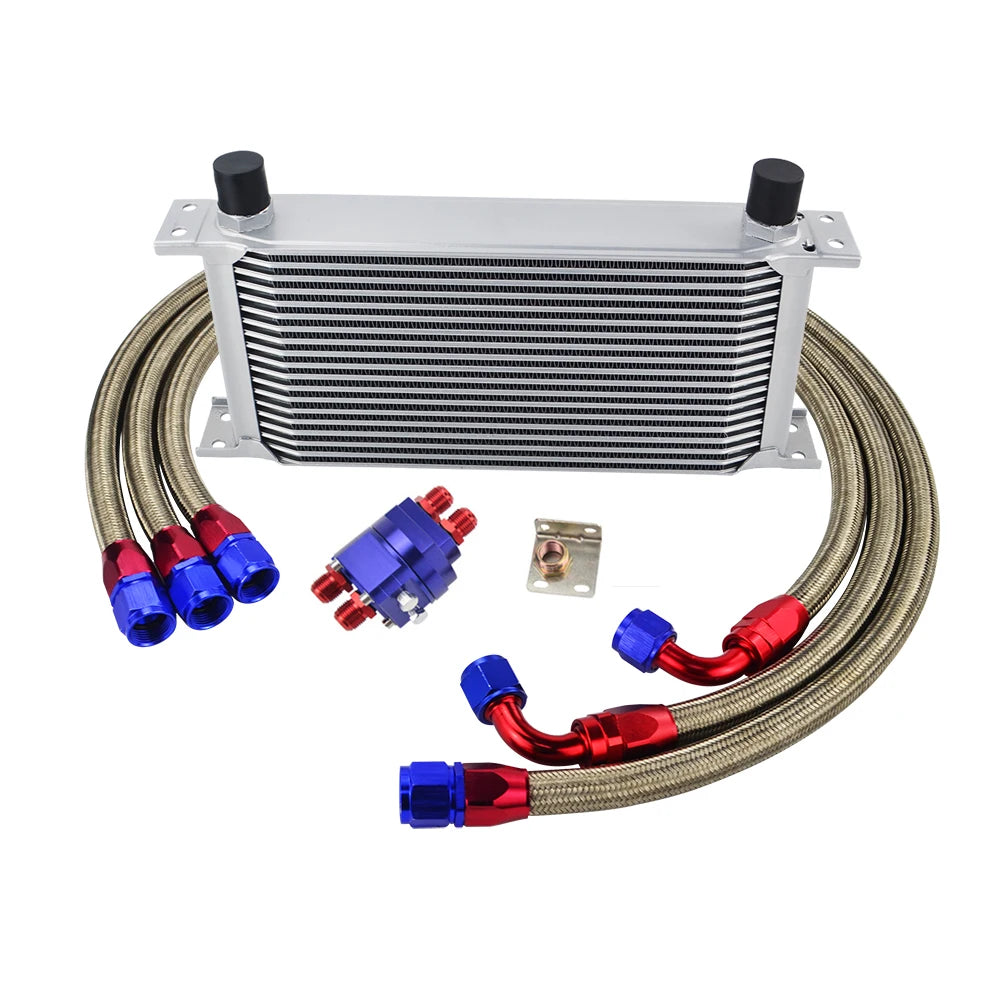 LIZHI Universal 19 Rows Oil Cooler Kit + Oil Filter Relocation Male