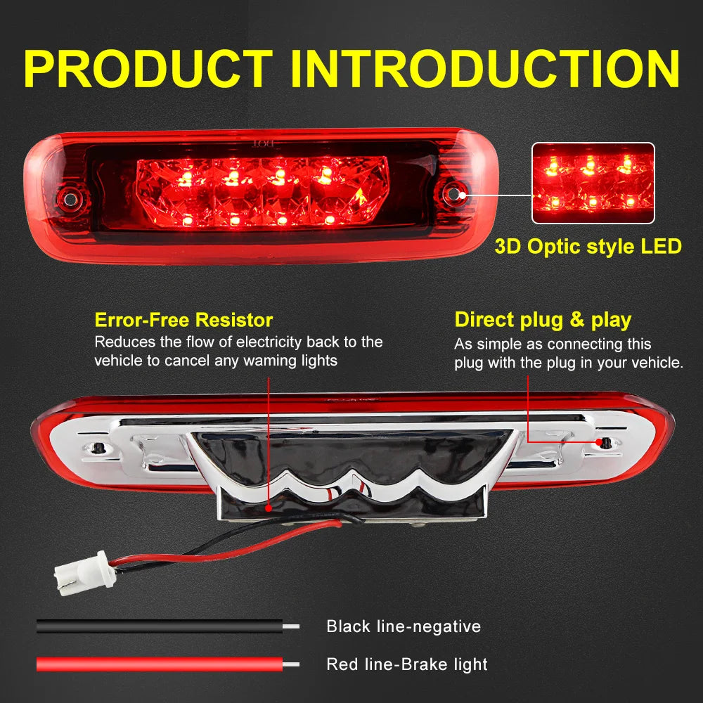 1Pcs Smoke RED Lens Car LED 3rd Third Brake Tail Light Rear High Mount