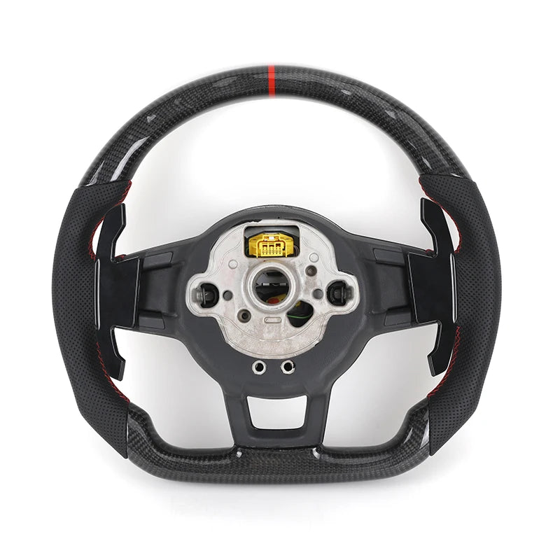 With Carbon Paddle Half Leather Carbon Fiber Steering Wheel for