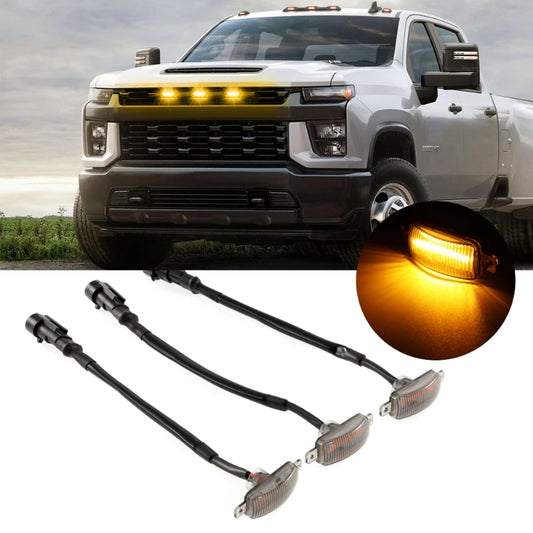 Universal Car Front Grille Light Smoked Amber White 12LED Grill Lamp