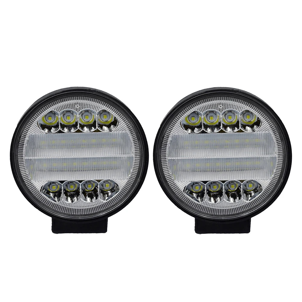 2Pcs Universal Round Working DRL Fog Spot Lights 6000K IP67 72W for