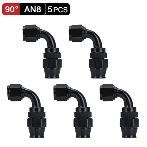 5 Pieces PTEF AN6 8 10 Straight 45 90 Degree Reusable Swivel Hose End