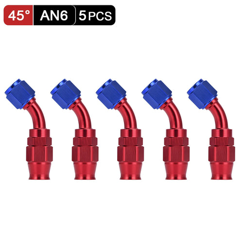 5 Pieces PTEF AN6 8 10 Straight 45 90 Degree Reusable Swivel Hose End