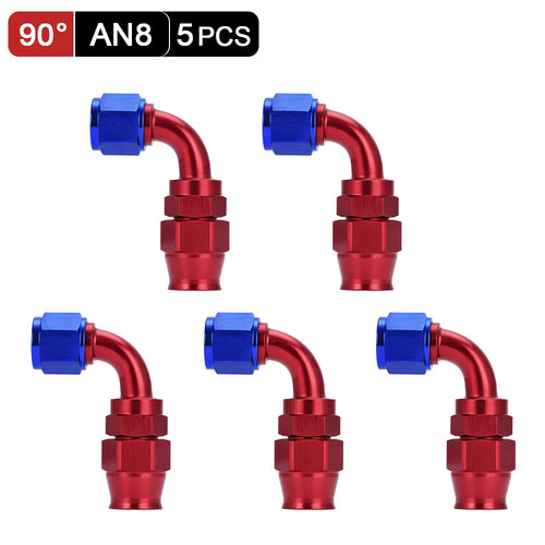 5 Pieces PTEF AN6 8 10 Straight 45 90 Degree Reusable Swivel Hose End