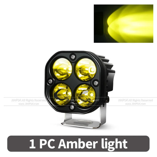 Universal 3 Inch 40W Yellow White LED Work Light Square Waterproof