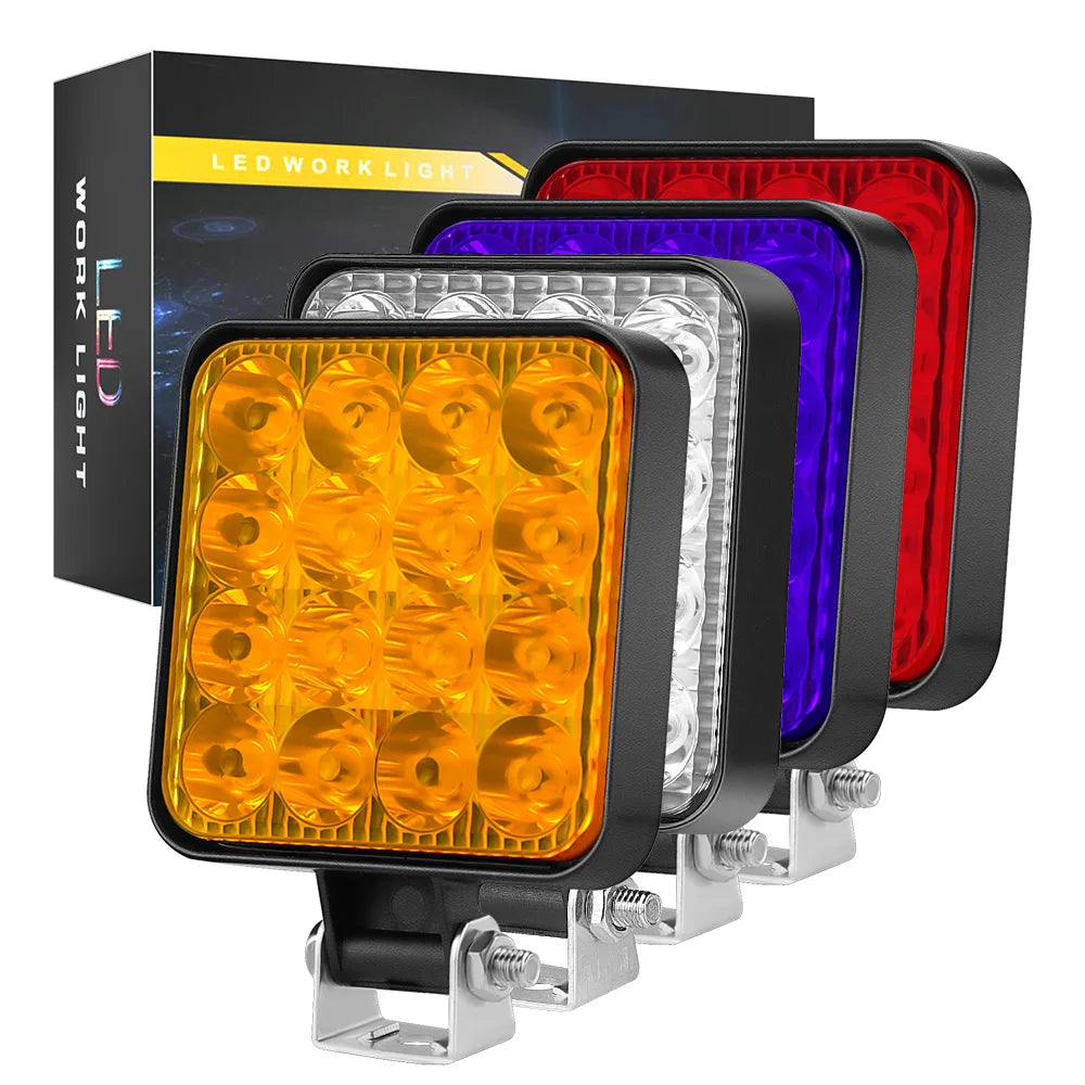 Square 16LED Work Light LED Car Front Fog Light DC12V for Truck SUV