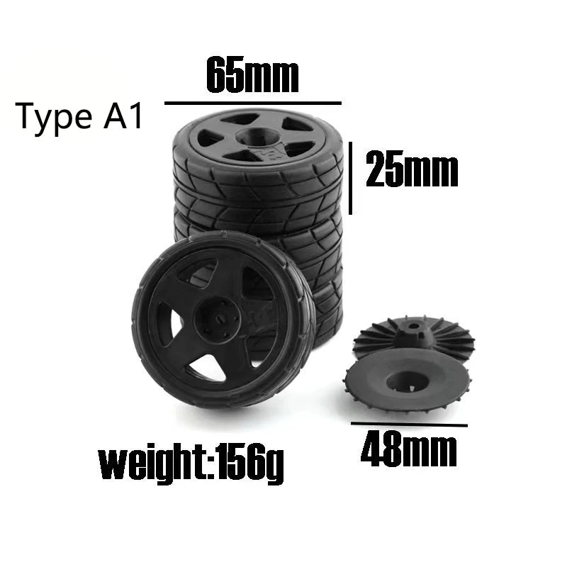 4Type RC Rally Car Plastic Wheel Rim Rubber Tires for 1/10 Model Car