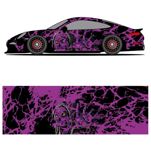 Sugar Skull Art Racing Car Graphic Decal Full Body Racing Vinyl Wrap