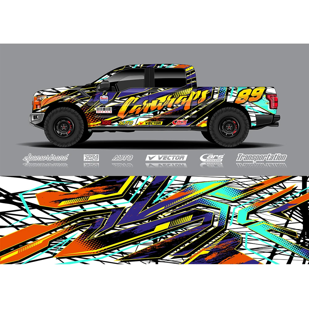 Yellow-green Gradient Full Body Racing RV Graphic Decals Vinyl Wrap