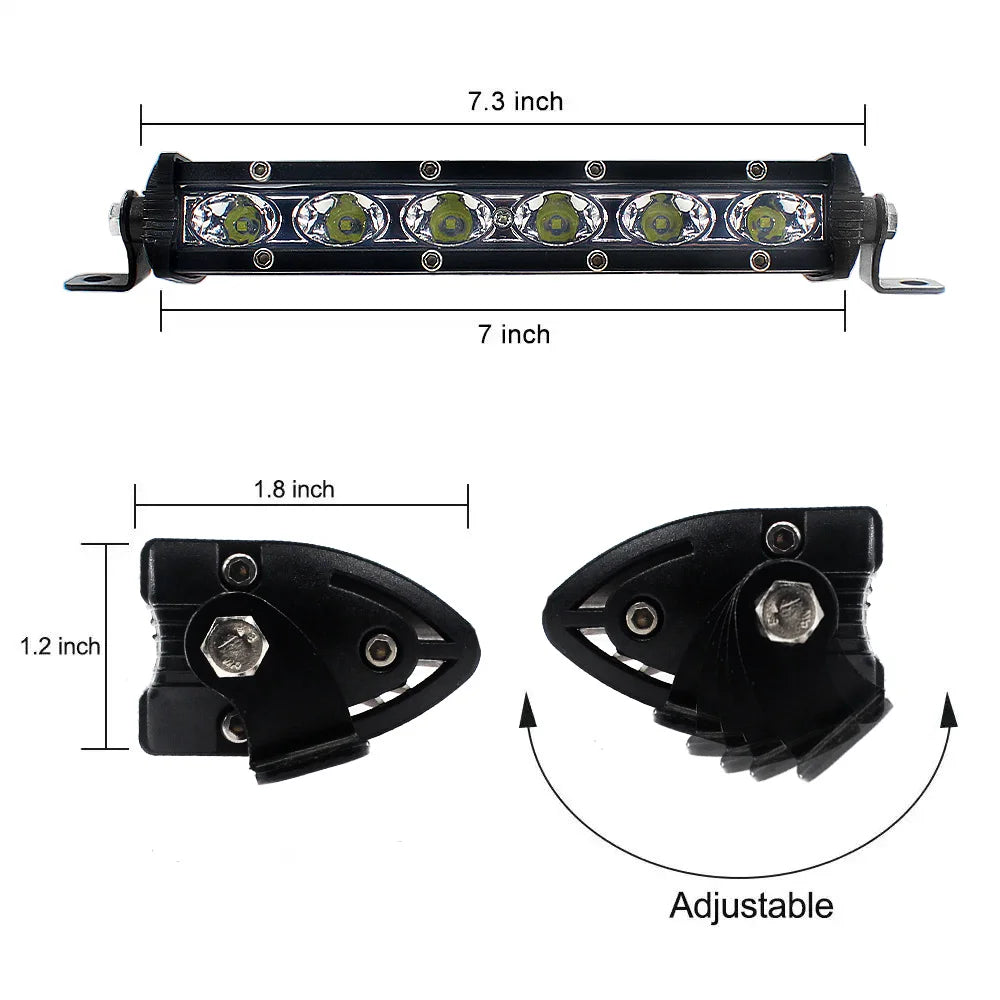 1PCS 18W 6 LED Light Bar DC 12-60V Off Road Led Light Bar Spot Light