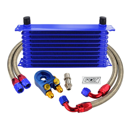 Universal 10 Rows Oil Cooler Kit + Oil Filter Sandwich Adapter +